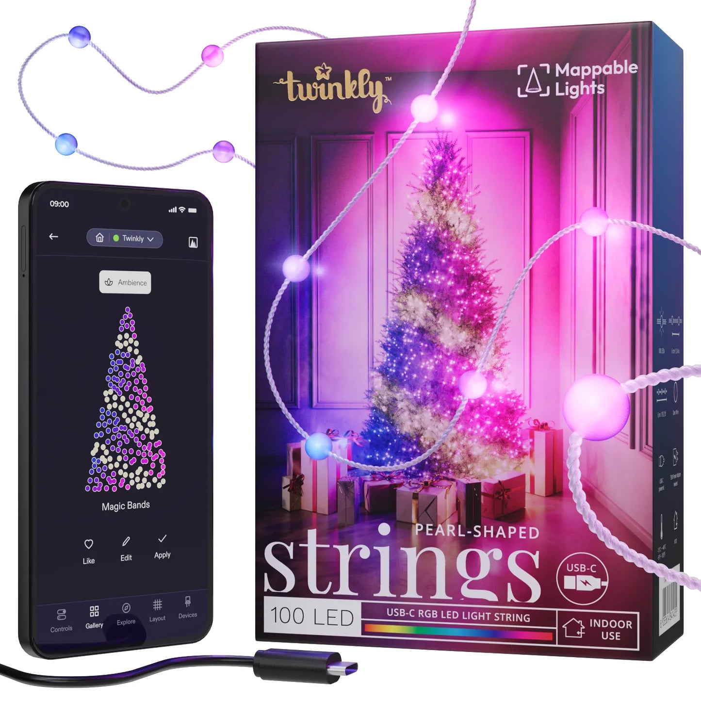 Twinkly Strings USB-C - Pearls